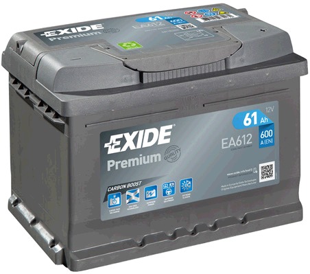 Autobaterie EXIDE Premium 61Ah, 600A, 12V, EA612 (EA612)